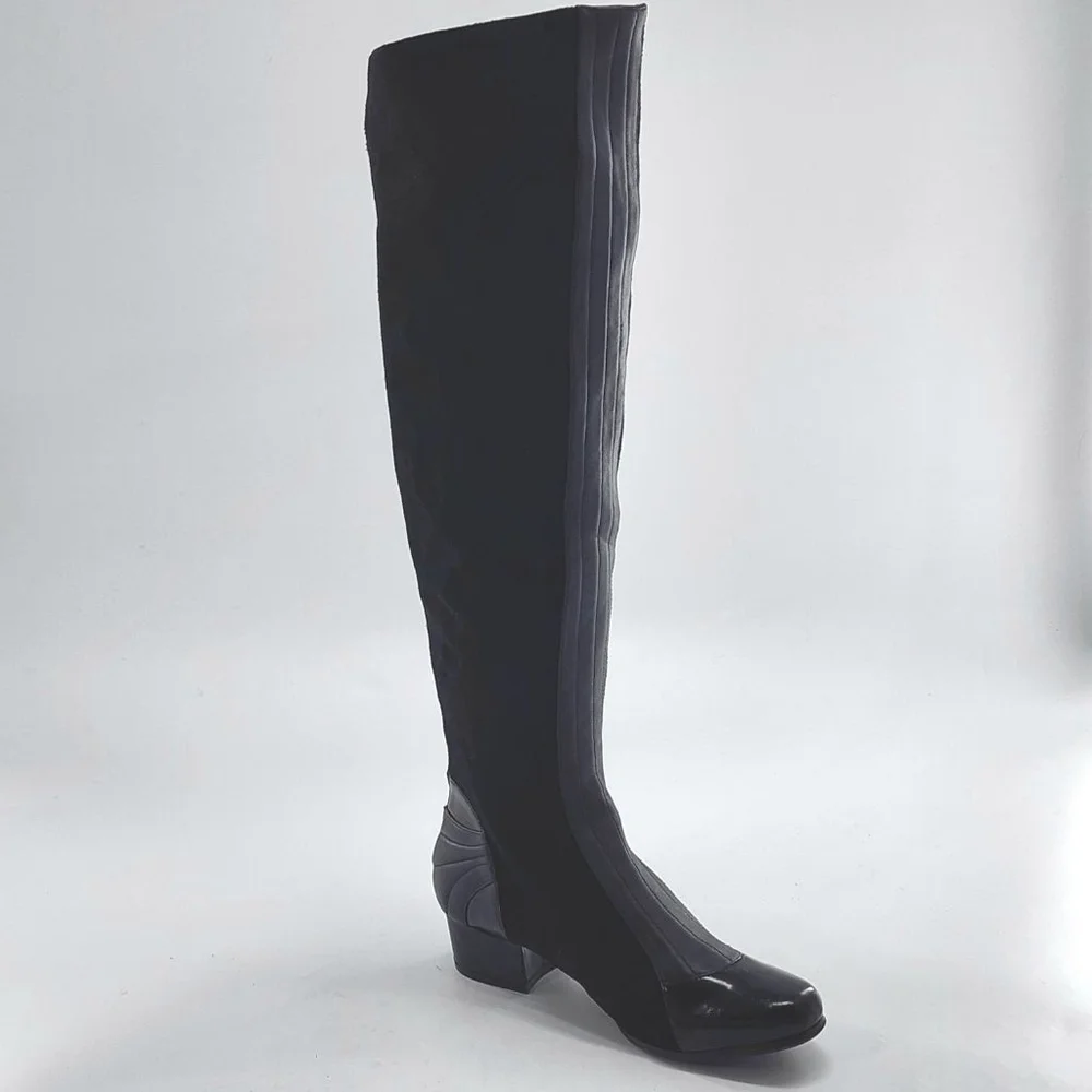 STUART WEITZMAN Black Suede Leather Trim Over the Knee Boots Size 8‎
